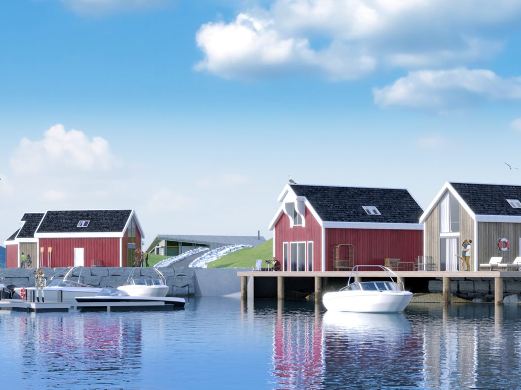 en båt er i vannet.